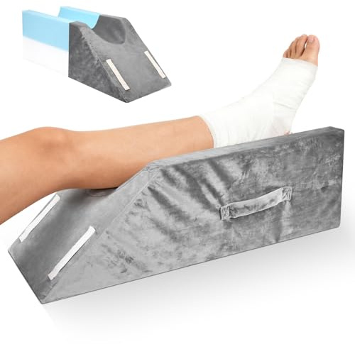 Leg Elevating Pillow, Velvet Leg Support Pillow for Swelling, Ergonomic Curve Memory Foam Wedge Pillows for Blood Circulation, Sleeping, Back Hip Knee Ankle Pain Relief, Leg Rest After Surgery, Injury