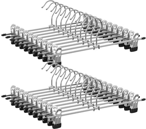 Cintres pour Pantalons Fins, Cintres Antidérapants pour Porte-Pantalons avec Clips Réglables, Peu Encombrants pour Vêtements, Jupes, Jeans, Manteaux, Enfants et Adultes (Lot de 50)