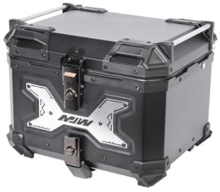 Lidzopas 45l Motorbike Top Case Aluminum Alloy Waterproof Top Box for Motorcycle Luggage Box with Security Lock, Motorcycle Helmet Luggage Storage Rear Tour Box Motorbike Trunk