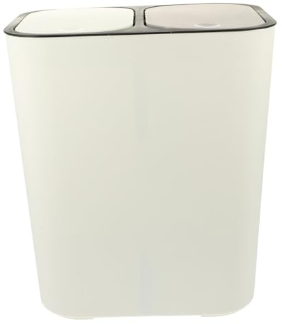 WEKAMOS Cubo De Basura Doméstico Doble Compartimento 10l Plástico Blanco Tapa Hermética Para Cocina y Baño Separación De Residuos Seca y Húmeda