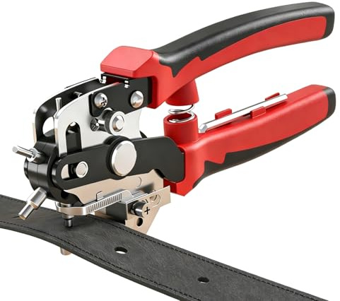 VOBOR Pince Perforatrice Rotative Multi-Tailles, Kit Complet avec Poinçons Interchangeables de 6 Tailles, Outil de Perforation pour Cuir, Ceinture, Tissu, Papier, Carte et Plastique