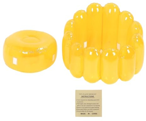 Uppblåsbar Soffa Stol Bärbar Utomhus Blow Up Soffa Transparent Candy Color för Hem Vardagsrum Sovrum Casual (Yellow)