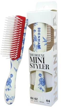 Denman Mini borste för frisering Curl & Blow-Dry - Definiera Lockar, Glätta Fras & Stilisera Kort Hår med Precision, D14 Blue Belle