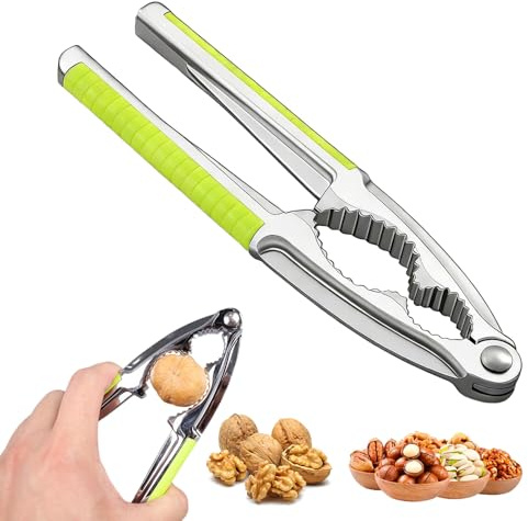 1 PCS Metal Nutcracker,Nut Crackers Heavy Duty Walnut Nut Opener with Non-Slip Handle,Multifunctional Nut Cracker for All Nuts Almonds Hazelnut Pistachios（Green）