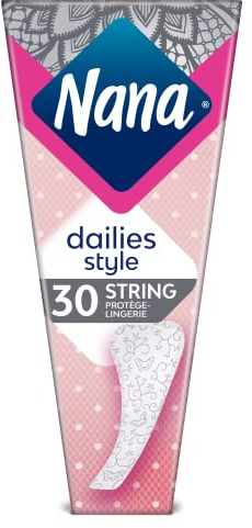 Nana Dailies Style Protège-Lingerie String - Protège-Slip Fin et Flexible - 30 Protège-Slips - Lot de 2