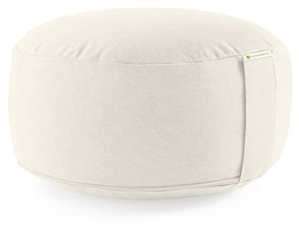 Lotuscrafts® Meditationskissen mit 15 cm Sitzhöhe, Yoga Kissen mit Dinkelfüllung, Yogakissen Rund, Bodenkissen Rund, Yogakissen Meditationskissen, Yogakissen Bezug waschbar, GOTS Zertifiziert