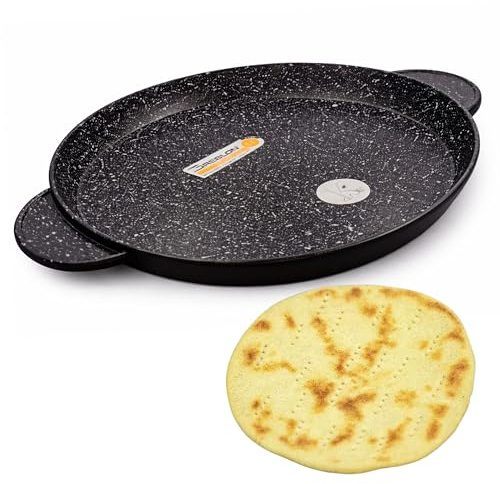 KLAUS - Plat Rond 32 Cm Pour Cuisiner Comme Sur De La Pierre Avec Manique En Silicone Tous Feux Dont Induction Passe Au Four