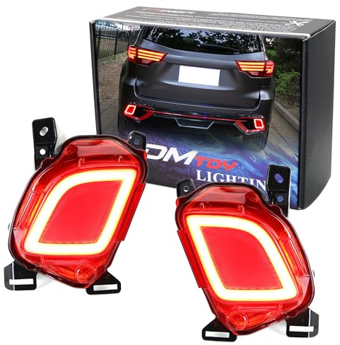 iJDMTOY Red Lens 3-In-1 LED Rear Fog Light Assembly Compatible With 2014-2019 Toyota Highlander, JDM Style LED Assy Functions as Rear Fog Lamp, Brake Light & Bumper Reflector