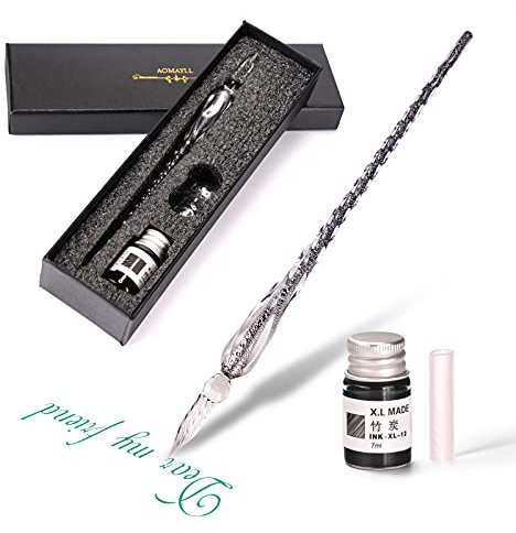 Juego de bolígrafo de cristal y accesorios para escritura y caligrafía, artículos de papelería, arte y artículos de decoración, color negro