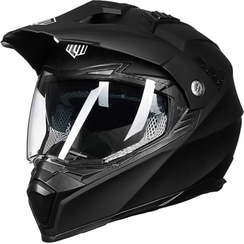 ILM Motorradhelm Herren Damen Motocross Helm Motorcycle Full Face Helmet ATV Dirt Bike ECE Modell-606V,Mattes Schwarz,XXL
