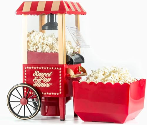 SA Products Karneval Popcorn Maker - Nostalgie Popcorn Maker Maschine - Film Nacht Heißluft Popcorn Maker - Vintage Popcorn Maker Maschine - Home Made Healthy Popcorn Maker