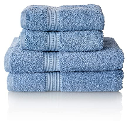 ALCLEAR Komfort frottéhandduk set absorberande av 100% ekologisk bomull, frottéserie i 6 färger och 5 storlekar, färg: denimblå, 2 x duschhanddukar 70 x 140 cm och 2 x handdukar 50 x 100 cm