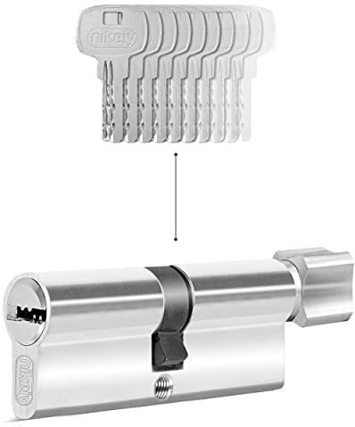 GERCAR 1x serratura a cilindro/cilindro della porta con pomello 60mm - 1x cilindro di serratura con pomolo 30/30 con la stessa chiave - incl. 5 chiavi - Lunghezza 60 mm, A:30 B:30