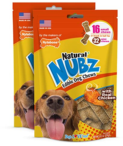Nylabone Nubz Natural Dog Treats Made with Real Chicken, Small, 32 Count
