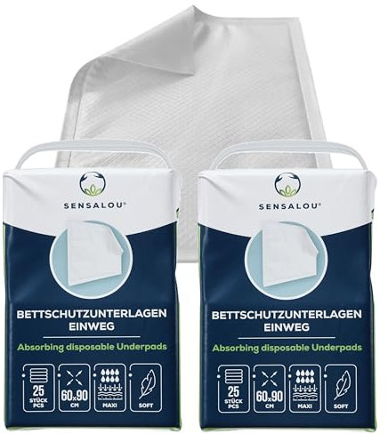 Sensalou Empapadores Desechables 60x90 cm – 100 Unidades – Protectores Impermeables y Absorbentes para Incontinencia, Bebés, Adultos Mayores, Animales, Hospital, Protección Sanitaria y Cambio Diario