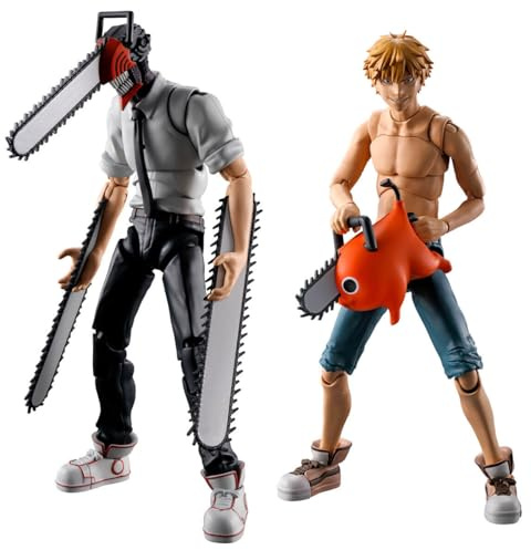 Chainsaw Man SMP Double Pack Chainsaw Man & Denji Model Kit Set | 15cm Chainsaw Mand and Denji SMP Kit Makes Pose Highly articulated with Interchangeable parts and accessories