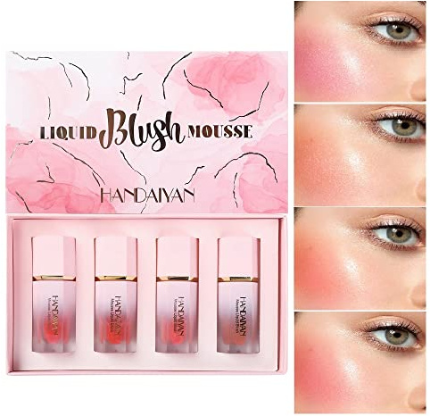 Colorete en crema líquido con aplicador de esponja Colorete mate aterciopelado para un resplandor natural, colorete en crema hidratante para mejillas Rouge Cream Tint Peach Blush (A)