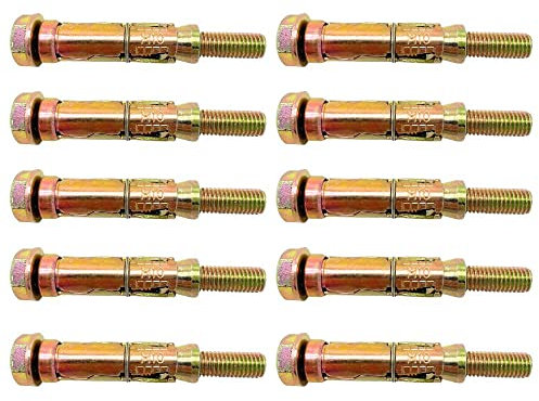 Tradeals M10 (10 Piece) Expansion Bolts Rawl Plugs Concrete Ground Anchor Bolts Ideal for Construction Automotive & DIY Precision Fully Threaded Secure Hold Concrete Machinery & Furniture M10 x 90mm