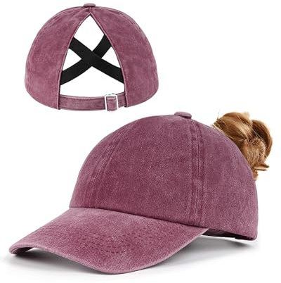 Zylioo S/M/L/XL/XXL Pferdeschwanz Basecap Großen Kopf,Washed Ponytail Zopfloch Kappe Größe S-XXL,Criss Cross UV-Schutz Golf Cap
