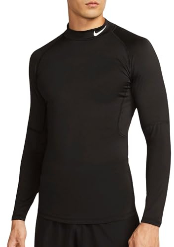 Nike Homme M NP DF Tight Ls Mock Top, Black/White, M EU