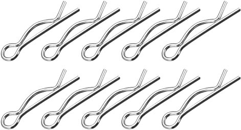 METALLIXITY Splinte Stifte (2mm x 43mm) 50Stk Kohlenstoff Stahl R Form Feder Clip Stifte für Anhängerkupplung Stift Schloss Systeme Silber Ton