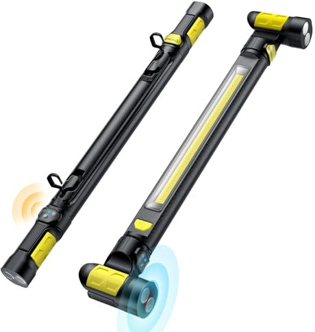 LED Werkstattlampe, ETOOLAB LED Arbeitsleuchte, 5200 mAh, Echte 1200lm, Motorraumleuchte mit Magneten, Baustrahler, 360°Haken, Anwesenheits-Sensor, für Camping, Baustelle,Garage