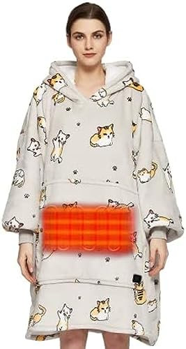 SONGYUDIYI Heated Wearable Blanket Hoodie USB Oversized Large Flannel Sherpa Blanket Hoodie Sweatshirt Soft Cozy Warm Safety Low Voltage,NO.6,Collector88