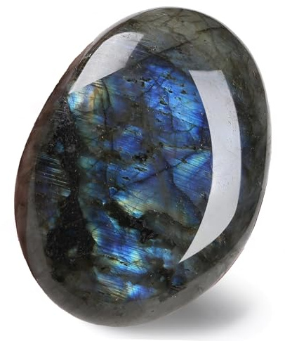 XIANNVXI 2.4 Large Moonstone Crystal,Labradorite Crystal Palm Stone | 0.7 Thick Crystal and Healing Stone for Reiki Meditation,Polished Moonstone Labradorite Crystal Gift 1 Piece