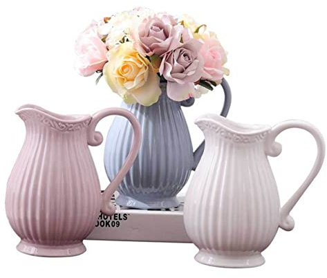 AOKWAWALIY Jarrón francés Country Jug Jarrón de Flores de Escritorio Jarra Decorativa de Cerámica Decoración de Flores Accesorios para el Hogar Jarrón de Tulipanes Tarros de conservas Decoración Rural