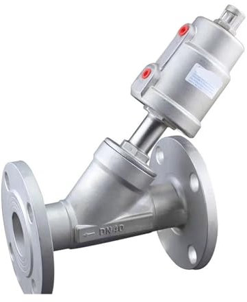 Lmmdhi 1PCS DN40 Edelstahl Flansch pneumatische Schrägsitzventil normalerweise geschlossen Pneumatikventil for Dampf Leichtöl (Size : 1-1/2, Color : Closed_Single Acting)