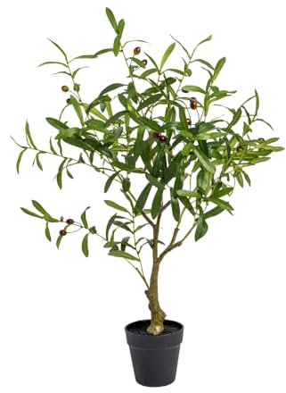 Naturae Decor Olivo – Planta artificial realista para interiores – 33 pulgadas de alto
