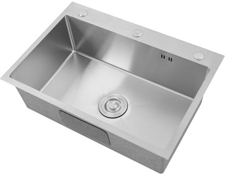 Küche Bar Spüle, Single Bowl Küche Bar Spüle, 304 Edelstahl Küche Spüle Einbau Waschbecken 65x45x21 cm für Unterputzmontage für Wohnungen, Restaurants, Waschküchen (Silber)