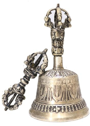 Tibetische Glocke- Tibetisch-buddhistische Meditationsglocke, handgefertigte tibetisch-buddhistische Glocke, Handglocken-Meditations- und Gebetsglocken-Set Dorje, Heimdekor für Meditation, Gebet
