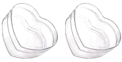 Happyupcity 2Pcs Transparent Plastic Heart Shaped Acrylic Box with Lid Mini Storage Candy Boxes Cube Organizer Containers for Tiny Jewelry Party Favors Supplies