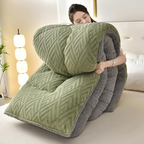 SXZAGZR Manta Sofa para Cama Grande Invierno De Colchas Gruesa Borrego Pelo Gruesa Calentita Manta Sofá Suave Y Caliente con Borreguito Cachemira Cordero Nórdico (Verde,200x230cm 4kg)