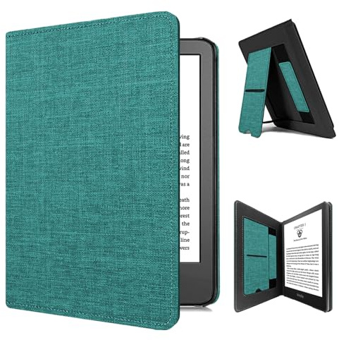 TOKILO Hülle für eReader 6.8 11. Generation, 2021 Release, Premium PU Ledertasche mit Auto Wake/Sleep Handschlaufe Faltbarer Stand Kartensteckplatz, inkompatibel mit Samsung 6.8 eReader, Grün Blau