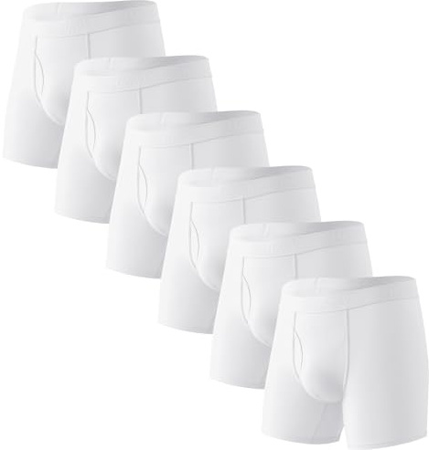 HAVVIS Boxershorts för män bambu underkläder män supermjuka andningsbara boxerkalsonger flerpack män retroshorts nya, C03 - 6-pack - vit, XL
