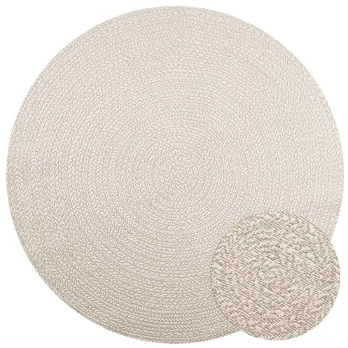 vidaXL Tapis ZIZUR crème Ø 200cm Aspect de Jute intérieur et extérieur, Tapis d'extérieur, Tapis de Sol, Tapis d'intérieur, Tapis de Porte, Moquette