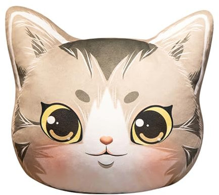 champracer Kinderkissen 3D Katze Kissen Flauschiges Tierkissen für Kinder und Erwachsene, Süßes Dekokissen mit Füllung (35x30 cm,Graue Katze)