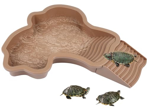 Grande piscina da bagno per rettili, tartaruga, cibo e acqua con rampa, ciotola per rettili, ciotola per acqua, piscina, ornamento per gechi, serpenti, tartarughe, draghi barbuti, lucertole