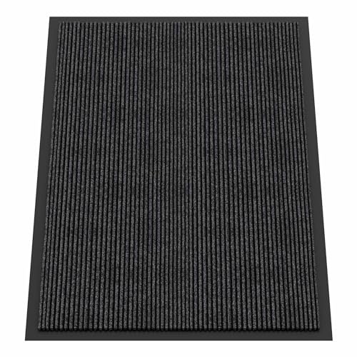 HOMEK Paillasson Exterieur Entree | 90x120cm, Grand Tapis d'Entrée, Tapis Entrée Exterieur Resistant Pluie, Tapis commercial pour entrée -Gris Foncé
