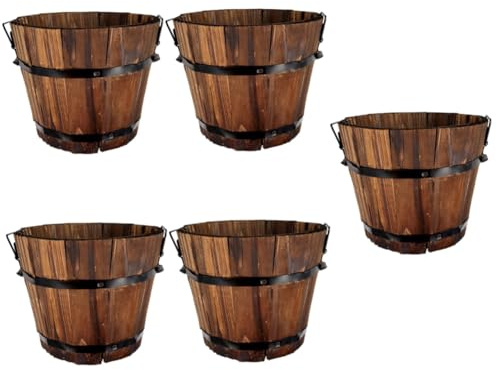 Toddmomy 5stücke Holzfass Blumentopf Im Vintage-Stil Wiederverwendbarer Pflanzer Für Drinnen Und Draußen Für Sukkulenten Dekoratives Element Garten Und Balkon Maße