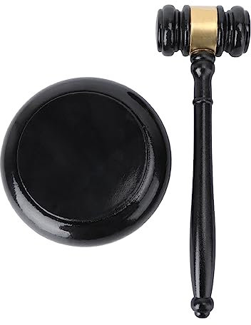 Gadpiparty Marteau De Juge Noir avec Base Ronde Marteau De Salle Audience pour Vente Aux Enchères Jeu De Maillets Simples