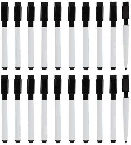 Riybyds 10 Piezas Marcador negro para pizarra blanca magnética, con tapa borradora magnética, tinta de secado rápido y bajo olor, adecuados para escuela, oficina, hogar y juegos. (20PCS)