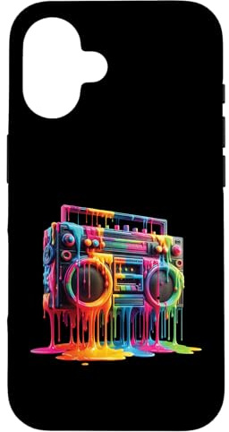 Boombox Old School 80S Peinture goutte à goutte Hip Hop Street Style Coque pour iPhone 16