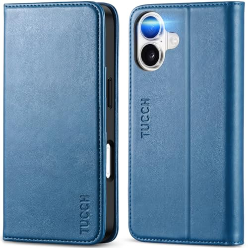 TUCCH Coque Folio pour iPhone 17 6,3 5G 2025, Bleu Clair