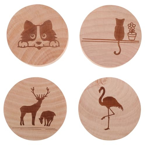 OUNONA 4pezzi Magneti in Legno Per Frigorifero Pz Decorazioni Apribottiglie Adesivi Magnetici Per Frigorifero e Congelatore