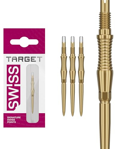 TARGET Darts Swiss Point Storm Dart-poäng, RST (3-pack uppsättning tips) 30 mm/35 mm/42 mm – guld/silver/svart | ändra pilpoäng, schweiziska stormpoäng, professionella darttillbehör