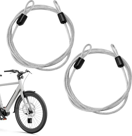 Wire Lock Cables,2 PCS Wire Lightweight Bike Lock Cable,Security Lock Chains,Stainless Steel Cable Double Loop Steel Security Lock Chain for Padlocks Scooter Bicycle Suitcase（79inch）