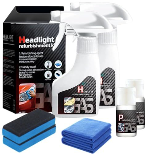 HOIDOKLY Kit de restauration des phares de voiture, nouveau kit 2025 de restauration des phares oxydés, kit de réparation durable pour phares de tous types de véhicules (2 pièces)